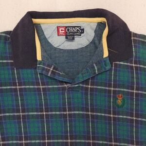 Chaps Casual Short Sleeve Collared Polo Shirt Mens Size Large L Blue Green